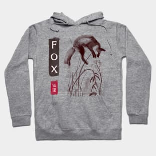 Fox Brush Painting Brown Red Design Hoodie